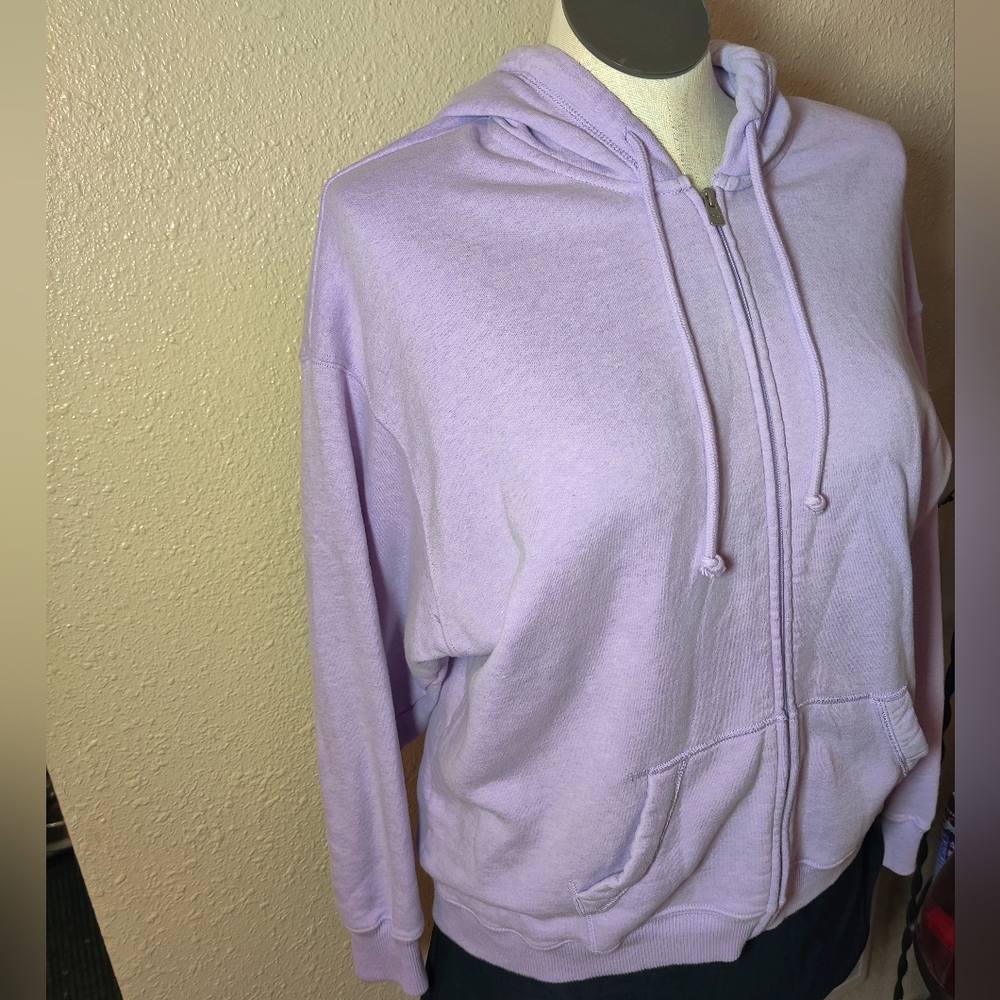 Hollister Light Purple Oversized Terry Zip -Up Hoodie